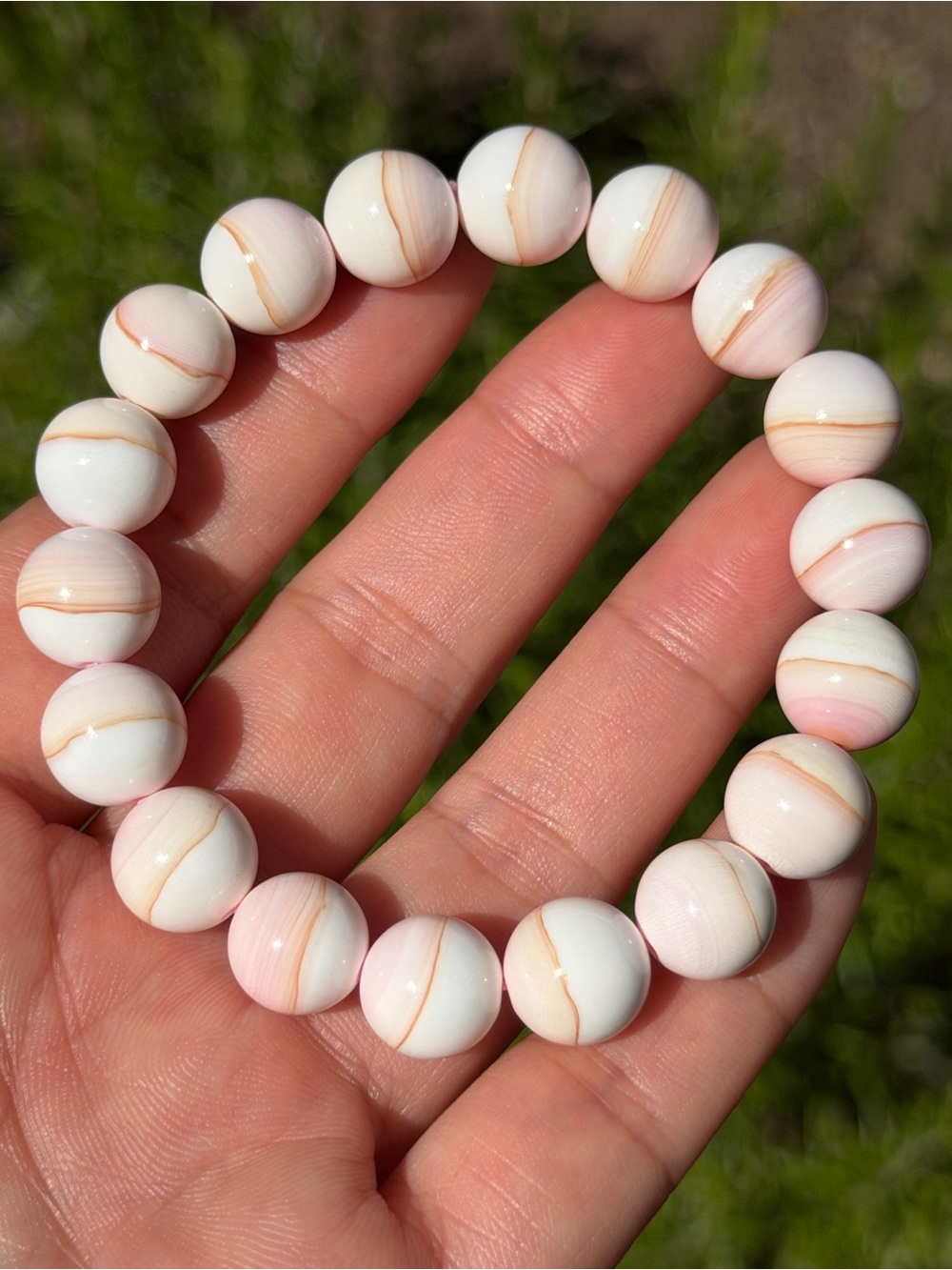 11mm high quaity unique pink conch shell bracelet 1867